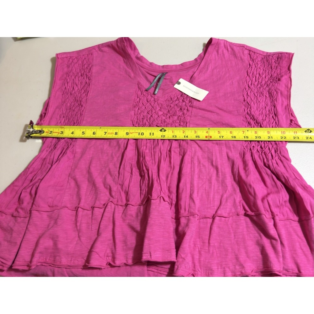 NWT Women's Anthropologie Smocked Flowy Peasant Top Hot Pink Small - Picture 3 of 9